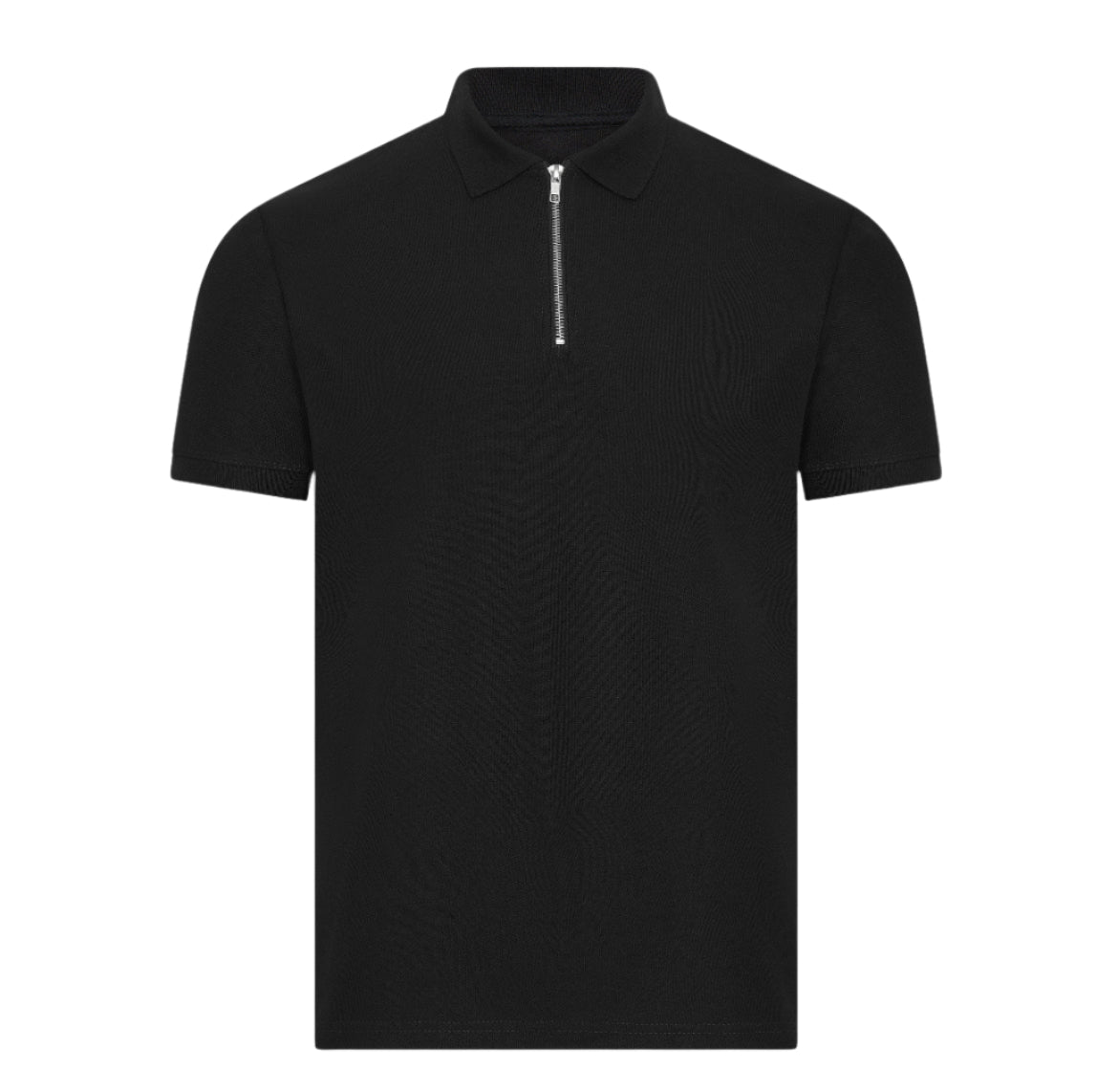 Obsidian Black Luxe Zip-Up Polo Shirt - Gorvelo
