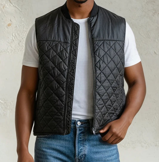 Echo Collarless Gilet In Black
