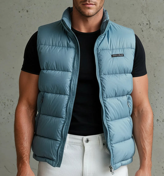 Arctic Crest Winter Gilet In Sea Blue