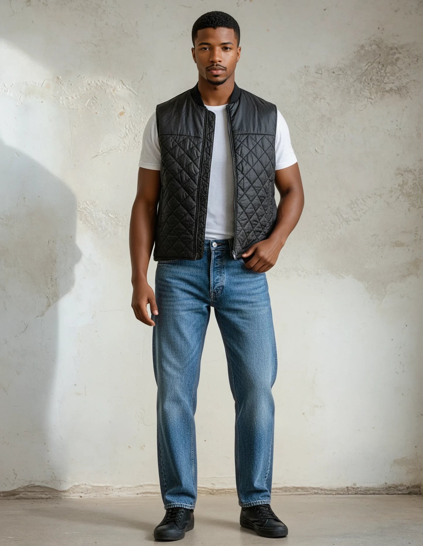 Echo Collarless Gilet In Black