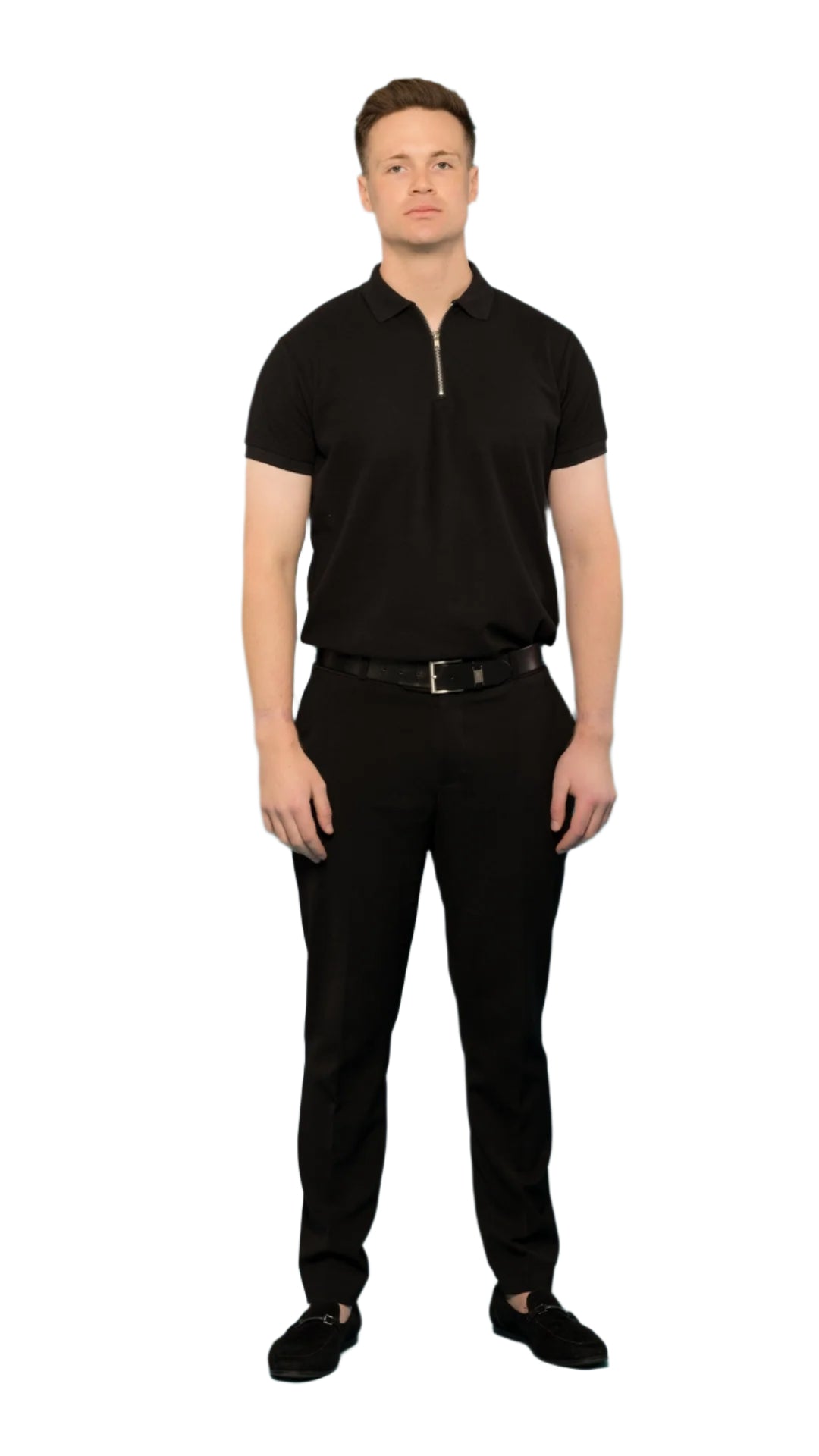 Obsidian Black Luxe Zip-Up Polo Shirt – Gorvelo